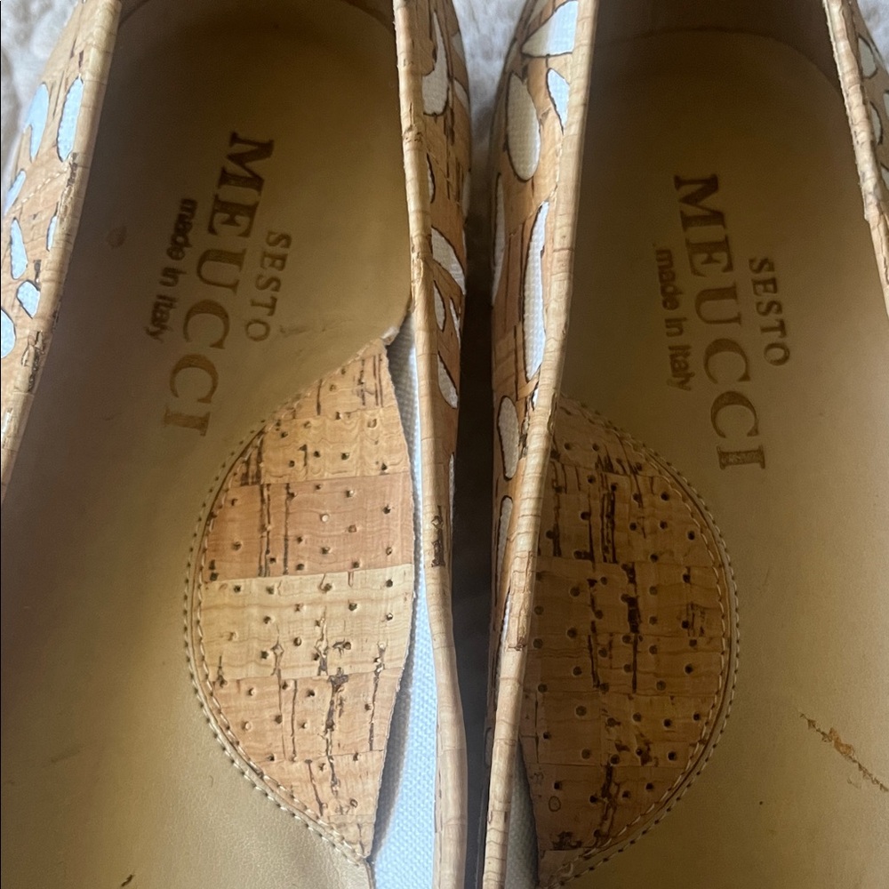 Sesto Meucci Tan Bella laser cut cork ballet flat in EUC SZ8 made in Italy - Picture 5 of 12